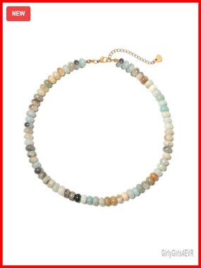 Natural Amazonite Choker Necklace - Boho Adjustable Stone Bead Jewelry